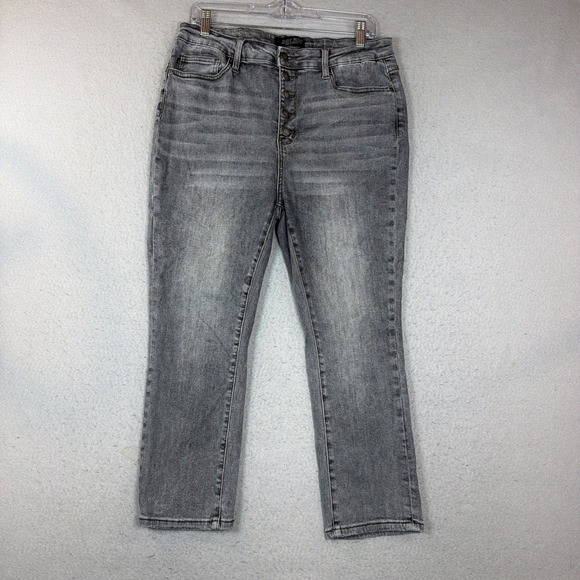 Judy Blue Denim - Black Judy Blue Button Fly Crop 15/32 Stretch Black